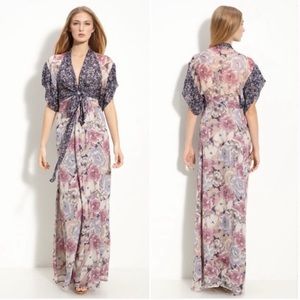 Winter Kate Women’s Silk Floral Maxi Dress‎ in Purple and Pink Size Small